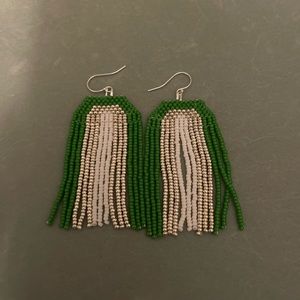 Green Rainbow Fringe Earrings - Sterling Silver